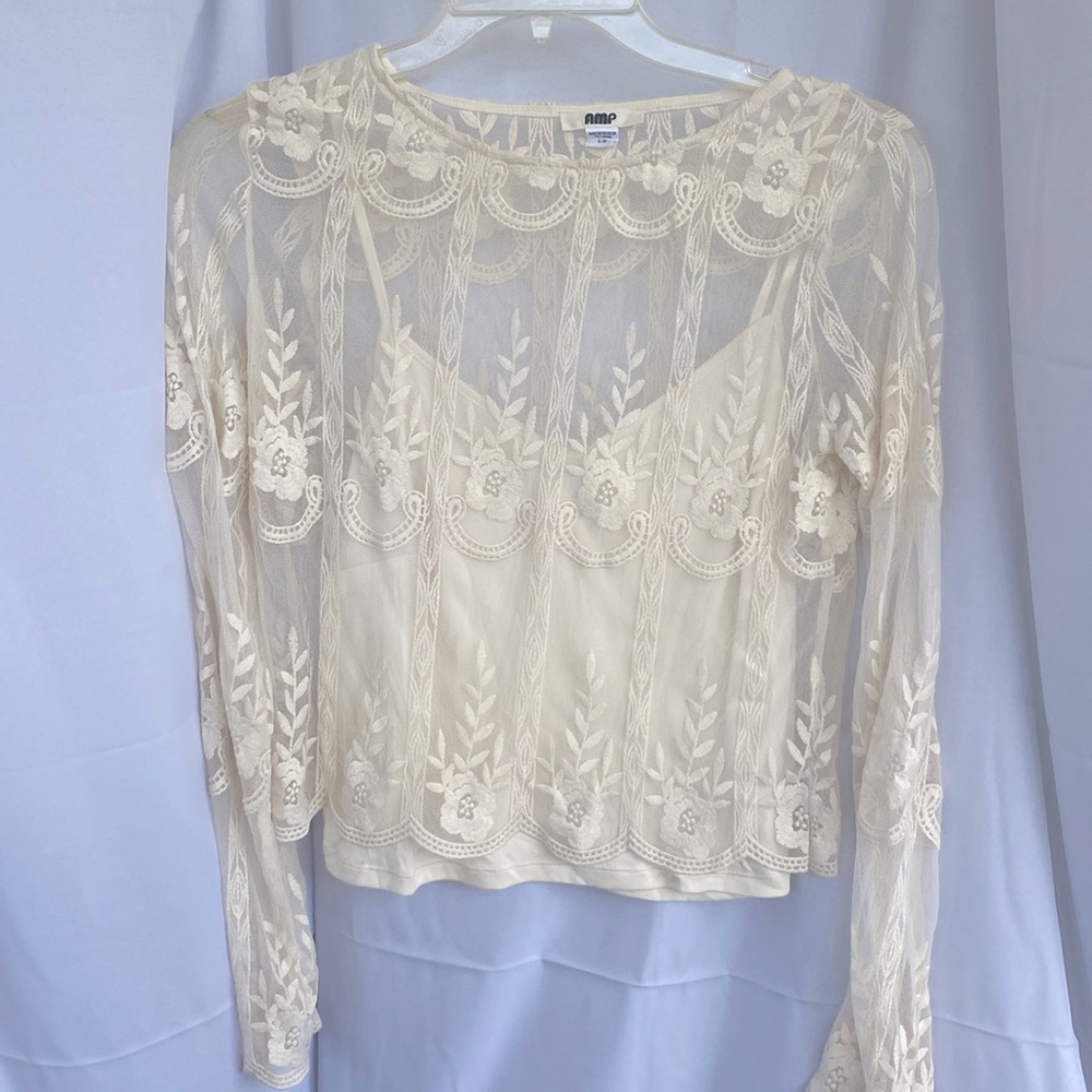 Cream embroidered top